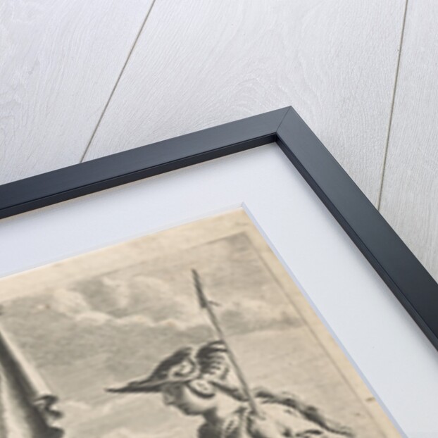 On a pedestal is an emperor on his throne, beside a Medusa head by Reinier van Persijn