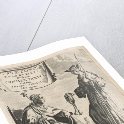 On a pedestal is an emperor on his throne, beside a Medusa head by Reinier van Persijn