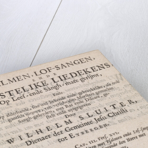 Title page for: Willem Sluiter, Psalms, Psalmen, lof-sangen, ende geestelike liedekens by Anonymous