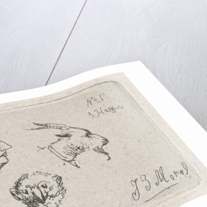 Mans Head, goat and owl by Jan Evert Morel II