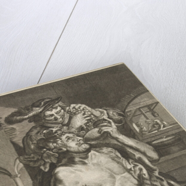 October, Bacchus who drinks wine by Joachim von Sandrart