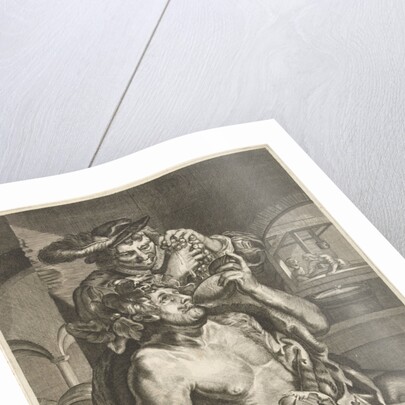 October, Bacchus who drinks wine by Joachim von Sandrart