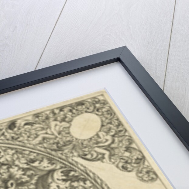 Edge of circular plate with leaf tendrils, masks and putti, Anthonie de Winter by C. de Moelder