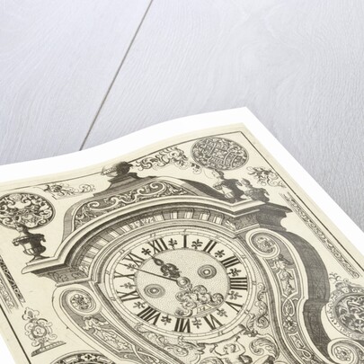 Clock on console with mask and garland, Daniël Marot I by Anonymous