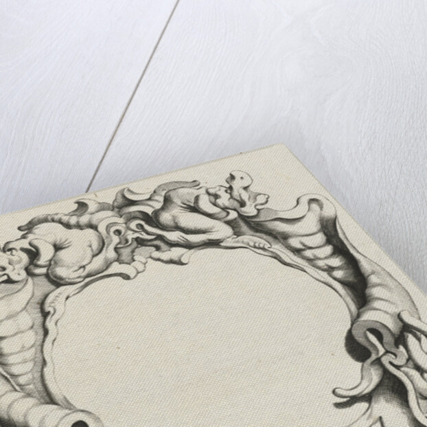 Cartouche with lobe ornament consisting of a large and small compartment by Clement de Jonghe