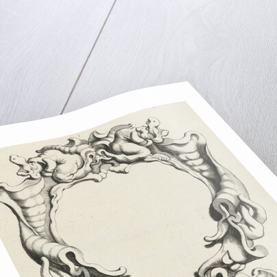 Cartouche with lobe ornament consisting of a large and small compartment by Clement de Jonghe