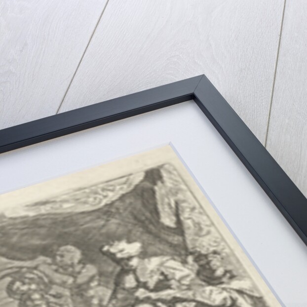 Severed heads for a prince on a throne by Arnold Houbraken