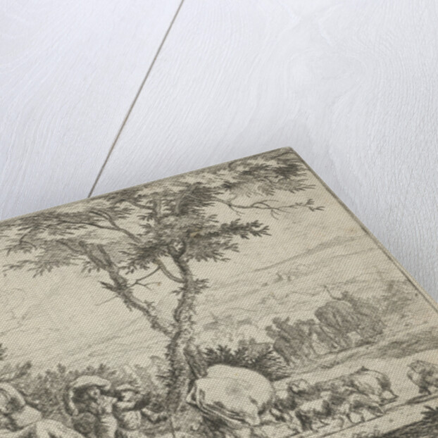 Farmers stabbing a creek with their flock by H. Pielmans