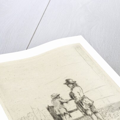 Two sailors in the harbor waiting by Louis Bernard Coclers