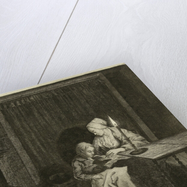 Mother giving her son lesson by Louis Bernard Coclers