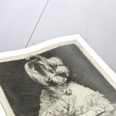 Portrait of a Young Woman with hat looking out the window by Louis Bernard Coclers