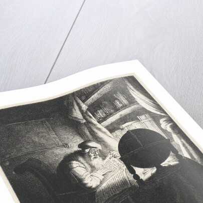 Reading man with glasses in a study room by Jan Gillisz. van Vliet