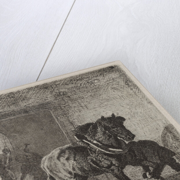 Horse gets horseshoes in a forge by Cornelis Albertus Johannes Schermer