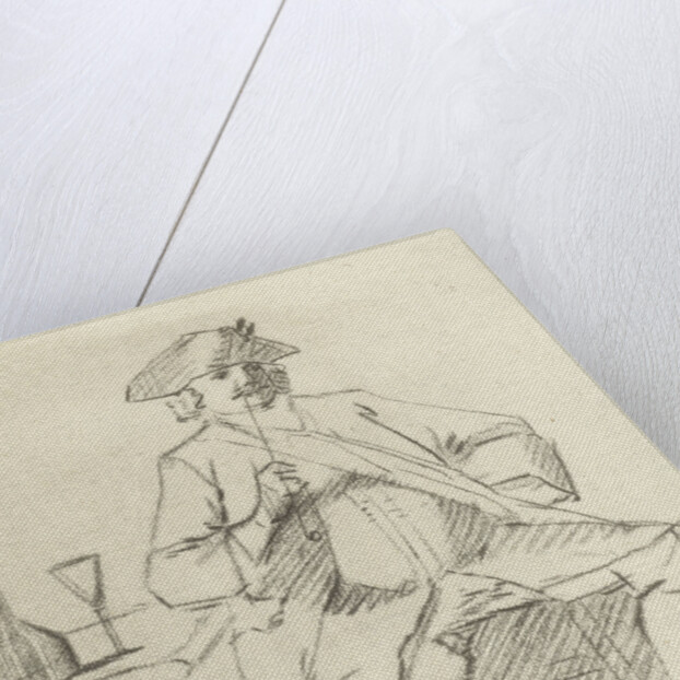 Man with a pipe sitting at a table by Cornelis Troost