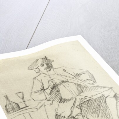 Man with a pipe sitting at a table by Cornelis Troost