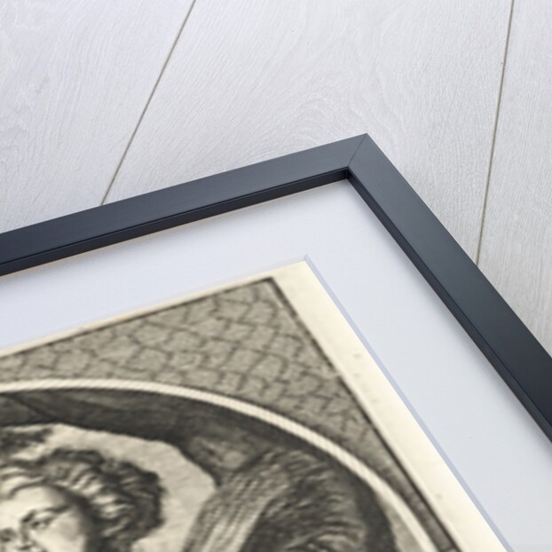 Summer in form of child with scythe and sheaf of corn near cornfield by Joh. Christoph Schmidhammer