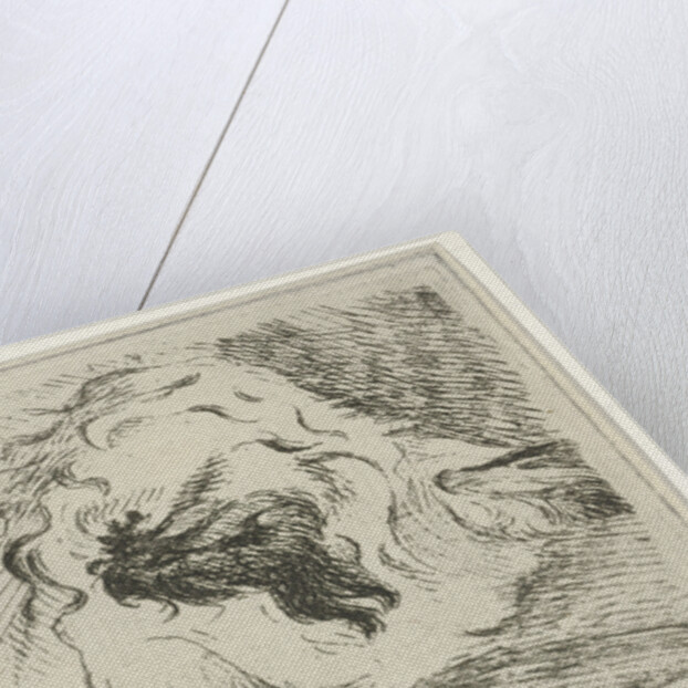 Head of a calf, in profile, resting on a beam by Hermanus Fock