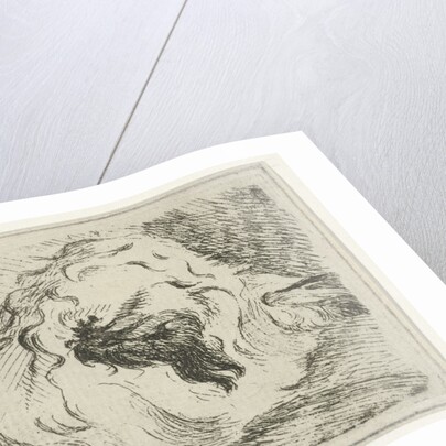 Head of a calf, in profile, resting on a beam by Hermanus Fock