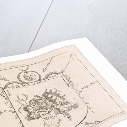 Coat with broken crowns and a torn banner of the Rhine Confederation by Hermanus Fock