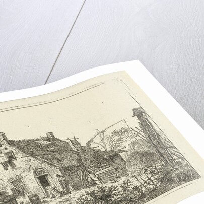 Farm with standing man and woman sitting by Hermanus Fock