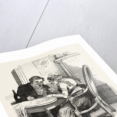 French Man and Woman Playing Cards by Anonymous