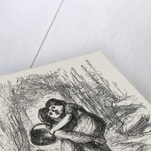 A Pleasant Burden, Friendship, Love, Boy, Girl, Basket, Stream by Anonymous