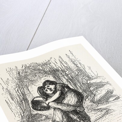 A Pleasant Burden, Friendship, Love, Boy, Girl, Basket, Stream by Anonymous