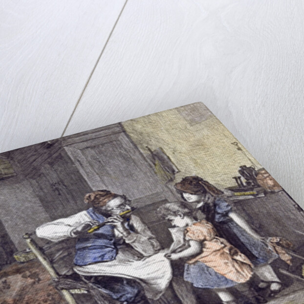 The Music Lesson J. Burr Children Flute 1860 by Anonymous