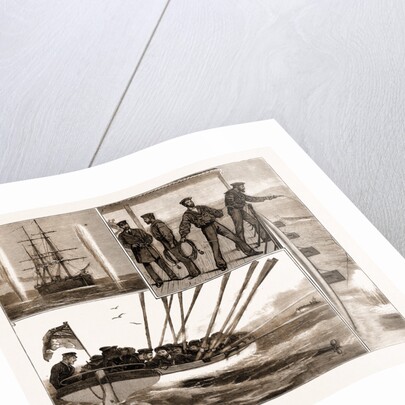 With The Mediterranean Fleet, H.M.S. Monarch At Gun Cotton And Torpedo Practice by Anonymous