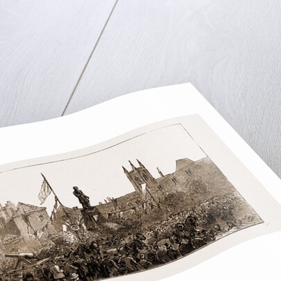 The Stephenson Centenary Celebration At Newcastle-on-tyne: The Cart-horse Procession: The Armstrong Gun Passing The Stephenson Monument, Newcastle by Anonymous