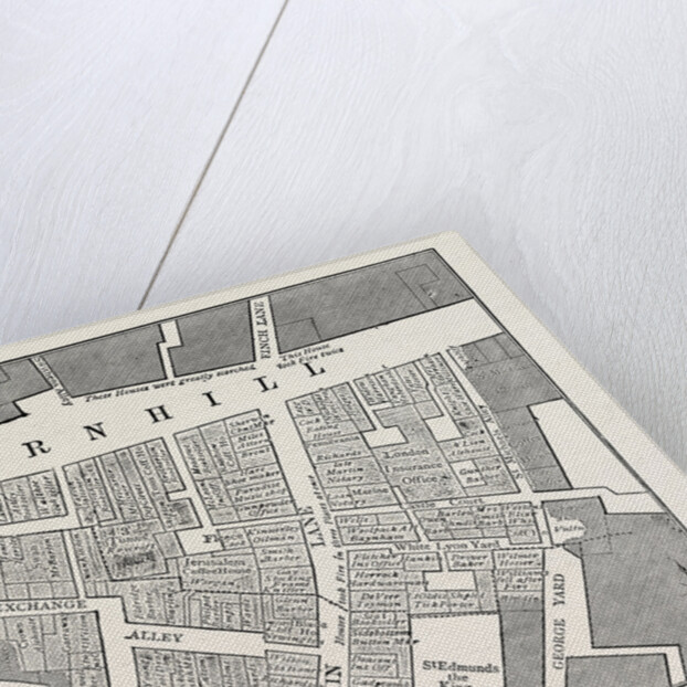 Map Showing the Extent of the Great Fire in Cornhill in 1748 by Anonymous