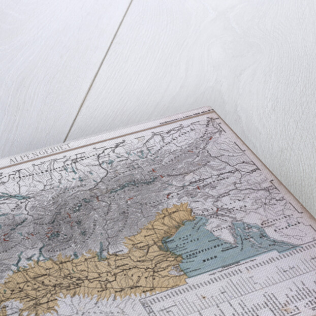 Alps, Alpengebiet, antique map 1869 by Th. von Liechtenstern and Henry Lange