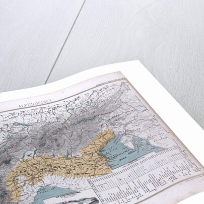 Alps, Alpengebiet, antique map 1869 by Th. von Liechtenstern and Henry Lange