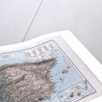 Spain and Portugal Map, antique map 1869 by Th. von Liechtenstern and Henry Lange