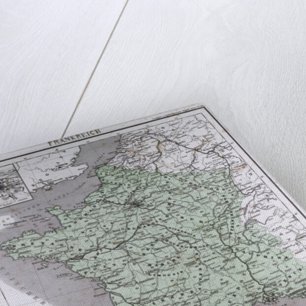 France, antique map 1869 by Th. von Liechtenstern and Henry Lange