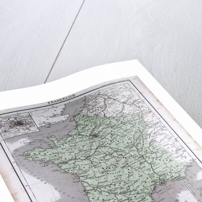 France, antique map 1869 by Th. von Liechtenstern and Henry Lange