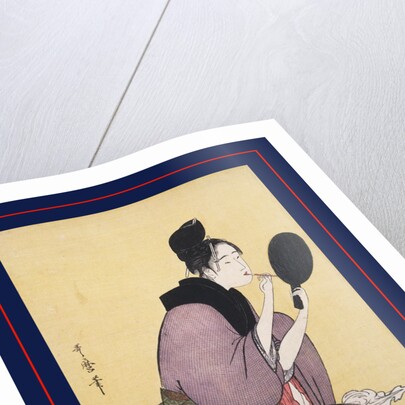 Kuchi-beni,Painting the lips by Utamaro Kitagawa