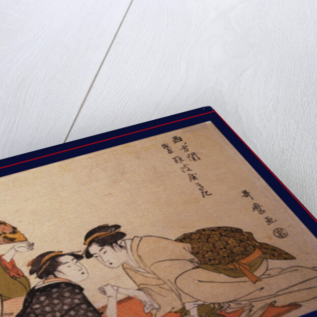 Nibijin ude-zumô, Arm-wrestling between two beauties by Utamaro Kitagawa