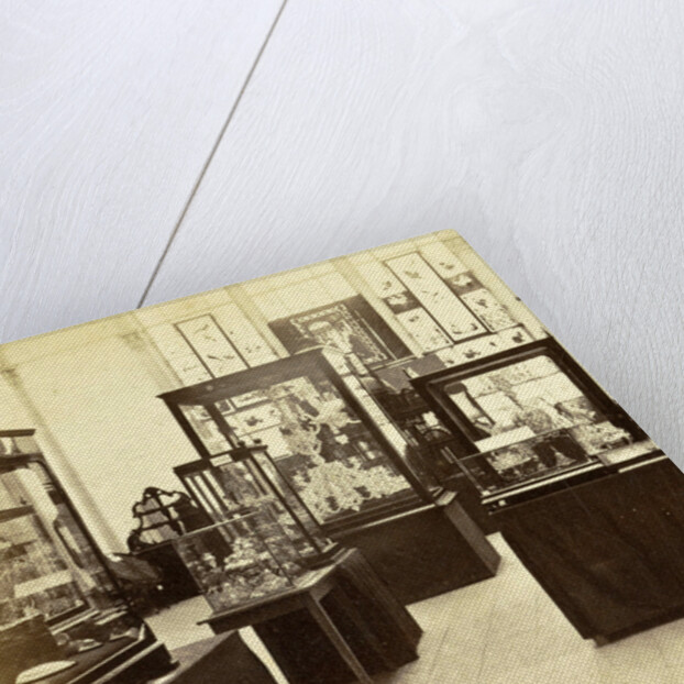 objects in display cases at the exhibition for National Industry and Art in the Palace of Industry, Amsterdam by Anonymous