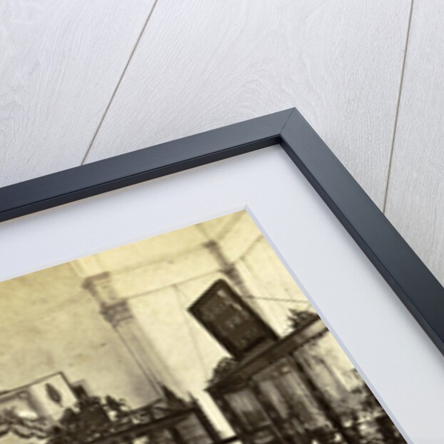Display cabinets with objects in the exhibition of National Industry and Art in the Palace of Industry, Amsterdam by Anonymous