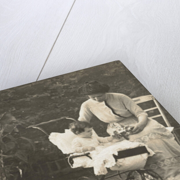 Olga Titzenthaler-Badenberg and Marba Titzenthaler, wife and daughter of the photographer, on the roof of the house Friedrichstrasse, Berlin, Germany by Waldemar Titzenthaler