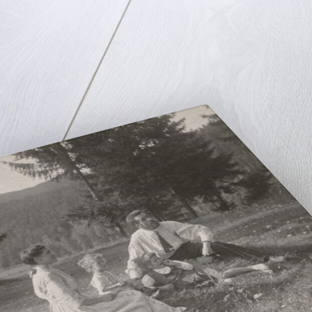 Waldemar Titzenthaler, the photographer, with his wife Olga and children Marba and Eckart sitting on a glade by Waldemar Titzenthaler