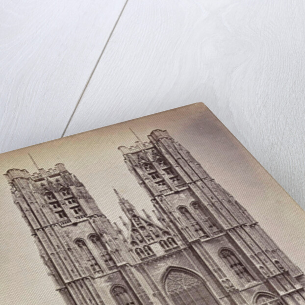 The facade of St Michael's and St. Gudula Cathedral, Sint-Michiel and Sint-Goedelekathedraal in Brussels, Belgium by Anonymous