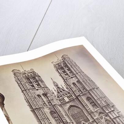 The facade of St Michael's and St. Gudula Cathedral, Sint-Michiel and Sint-Goedelekathedraal in Brussels, Belgium by Anonymous