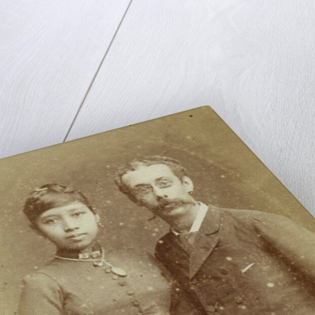 Studio Portrait of a couple, a Javanese woman and a European man by Woodbury & Page