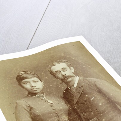 Studio Portrait of a couple, a Javanese woman and a European man by Woodbury & Page
