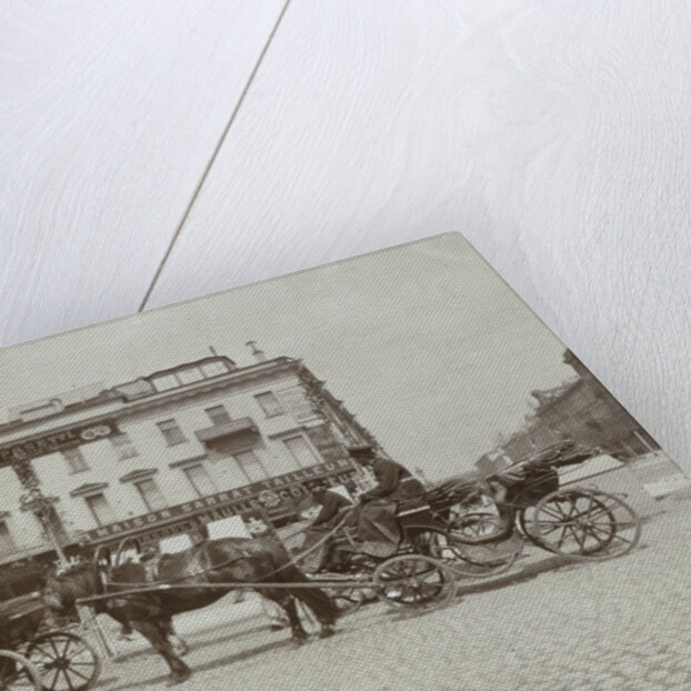 Russian Droshky coaches with driver waiting for passengers in St. Petersburg by Henry Pauw van Wieldrecht