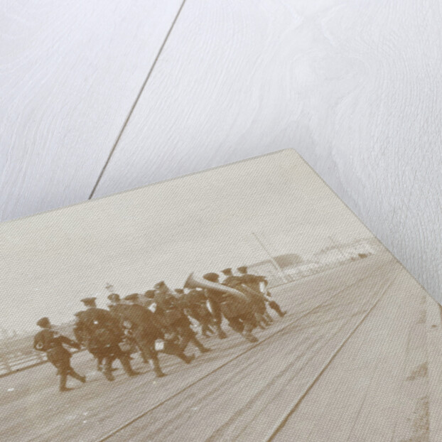 Musicians in military uniform walking on a bridge across the Neva in St. Petersburg, Russia by Henry Pauw van Wieldrecht