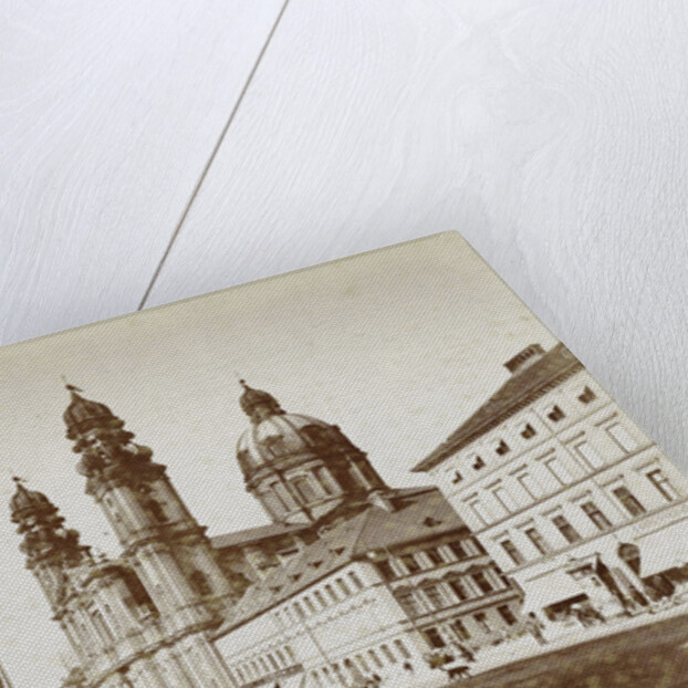 Square with St. Luke church in Munich by Germany