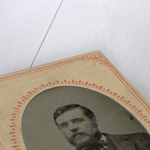 Portrait of a Man, United States, in a paper mat with an advertisement for clothing (Jackson's Home-Made Suits, Pittsburgh, PA) by Anonymous